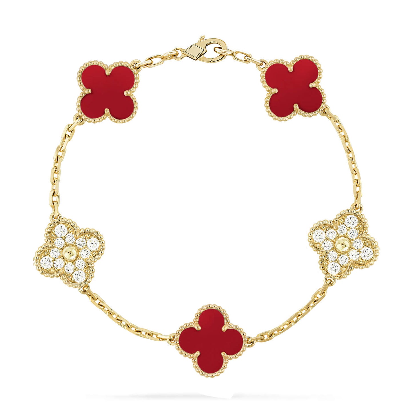 [Lumina] CLOVER 5 MOTIF RED CORNELIAN BRACELET COLLECTION