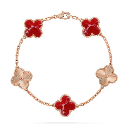[Lumina]CLOVER 5 MOTIF RED PATTERN BRACELET COLLECTION