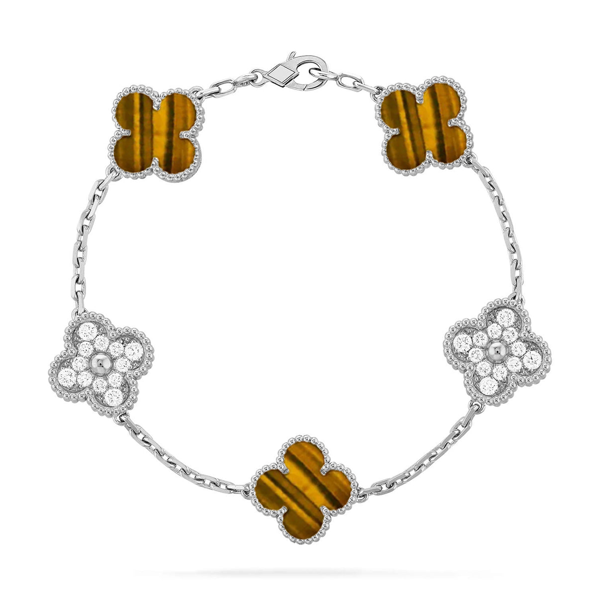 [Lumina] CLOVER 5 MOTIFS TIGER EYE BRACELET COLLECTION
