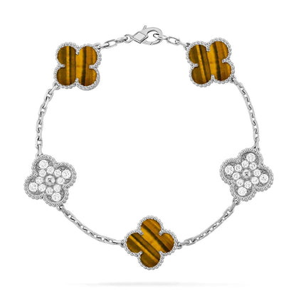 [Lumina] CLOVER 5 MOTIFS TIGER EYE BRACELET COLLECTION