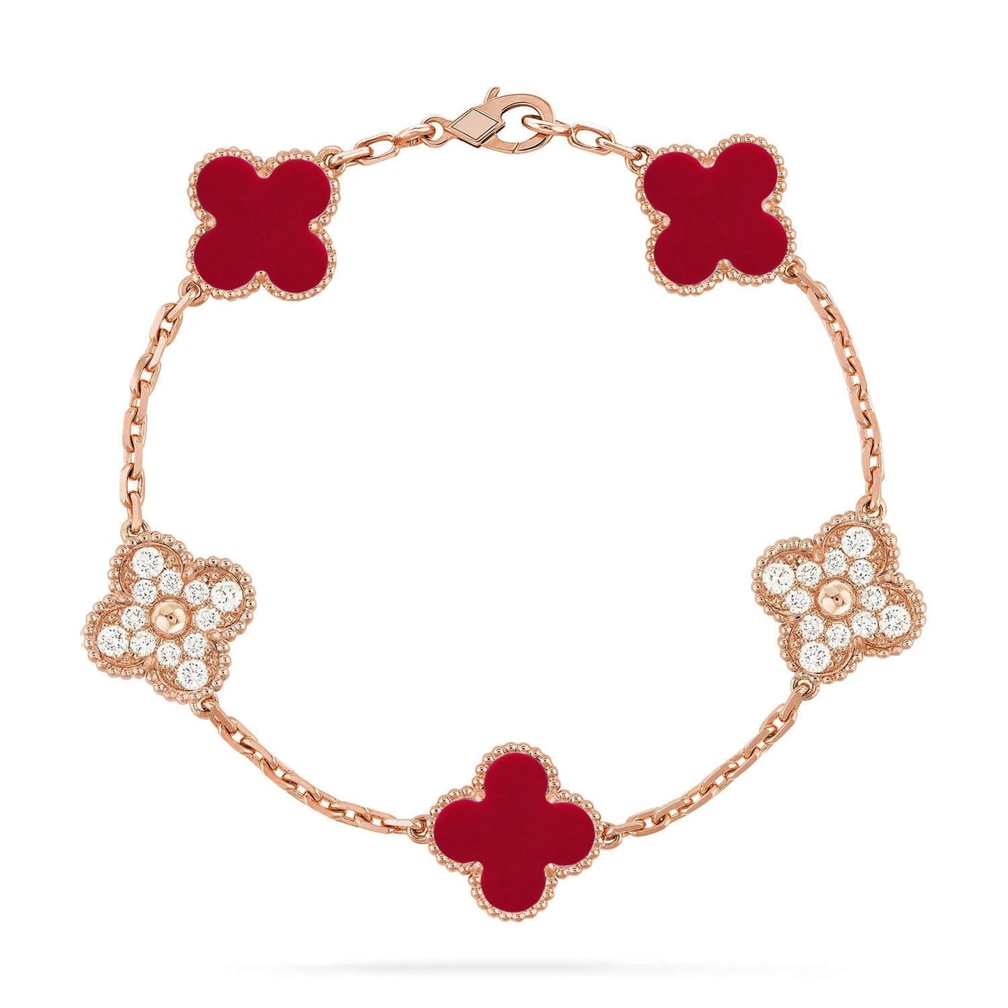 [Lumina] CLOVER 5 MOTIF RED CORNELIAN BRACELET COLLECTION