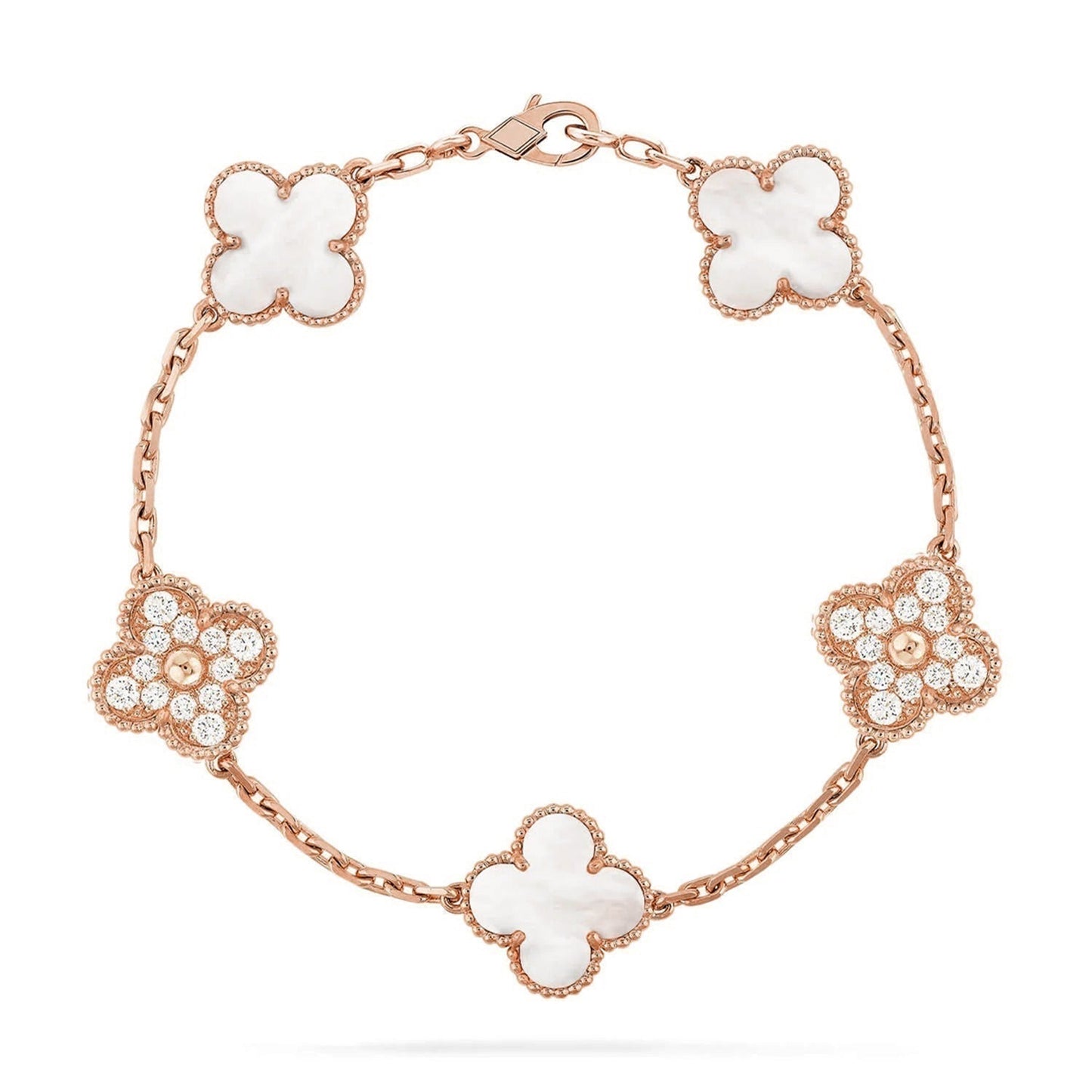 [Lumina]CLOVER WHITE PEARL MOP 5 MOTIF BRACELET COLLECTION