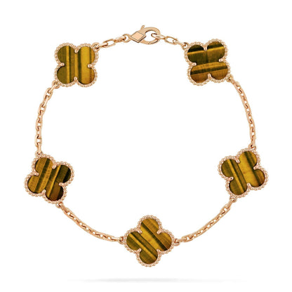[Lumina] CLOVER 5 MOTIFS TIGER EYE BRACELET COLLECTION