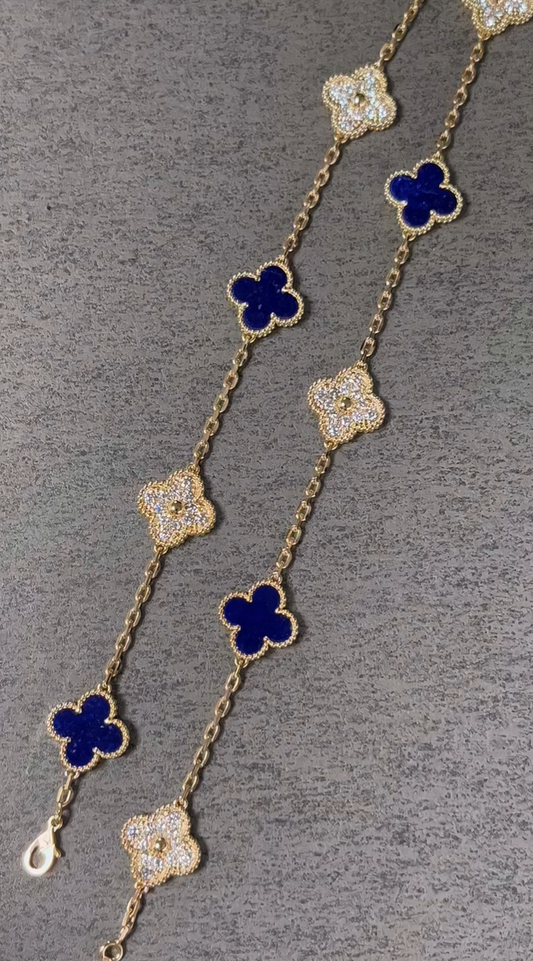 [Lumina]CLOVER 10 MOTIFS DIAMONDS SET IN LAPIS LAZULI