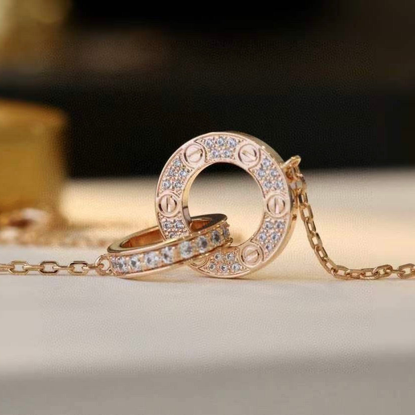 [Lumina]LOVE 7.6MM NECKLACE Lumina GOLD AND SILVER  FULL DIAMOND
