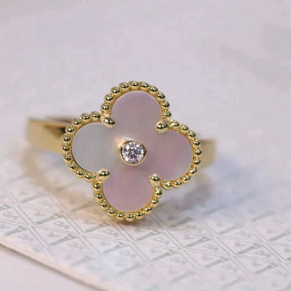 [Lumina]CLOVER PINK MOP RING GOLD DIAMOND