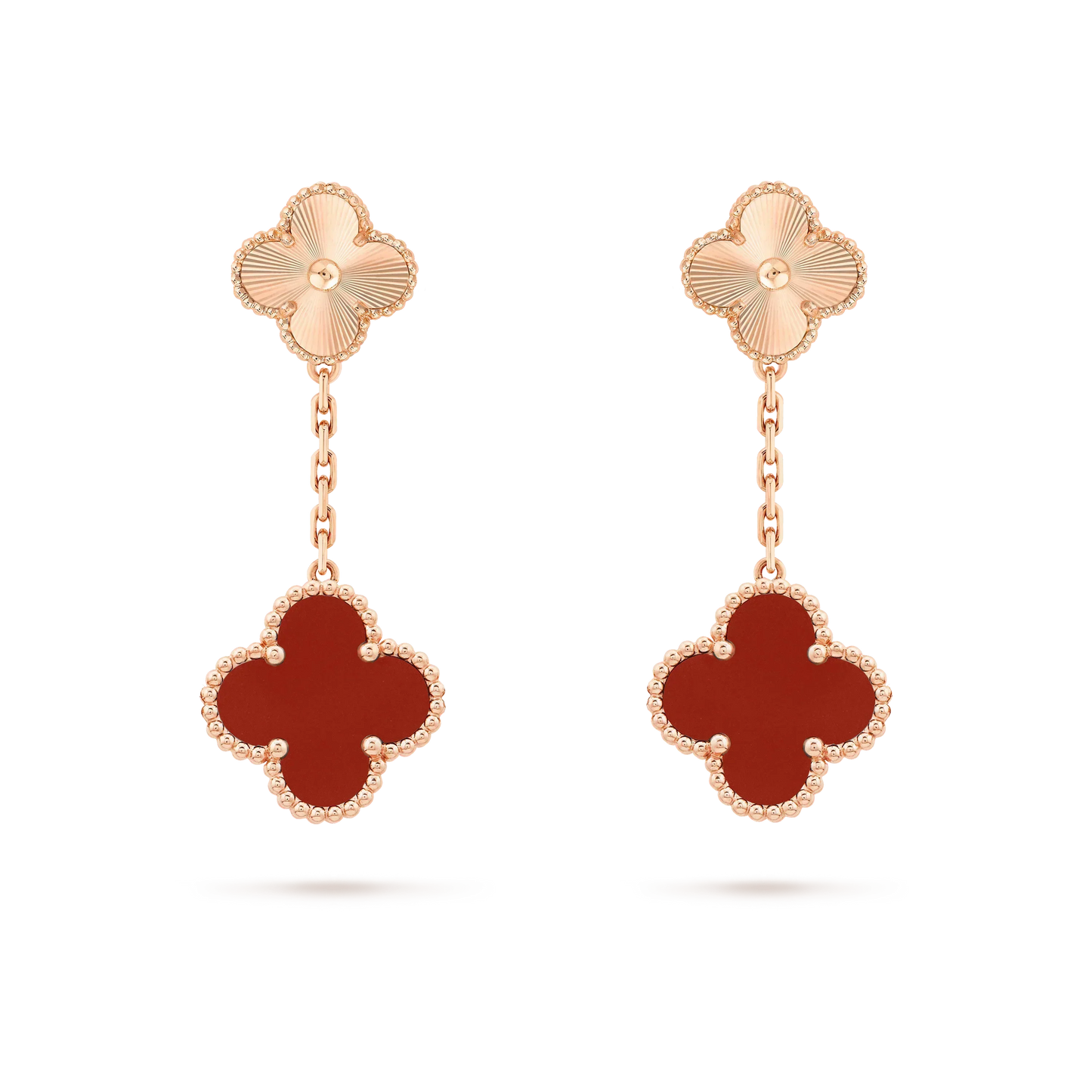 [Lumina]CLOVER 2 MOTIF  LASER CARNELIAN EARRINGS