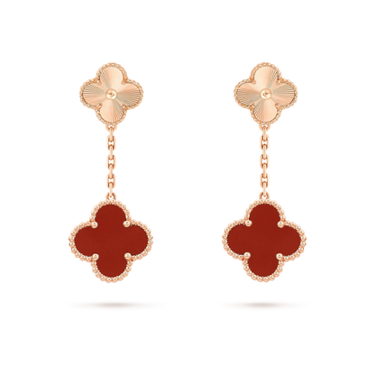 [Lumina]CLOVER 2 MOTIF  LASER CARNELIAN EARRINGS