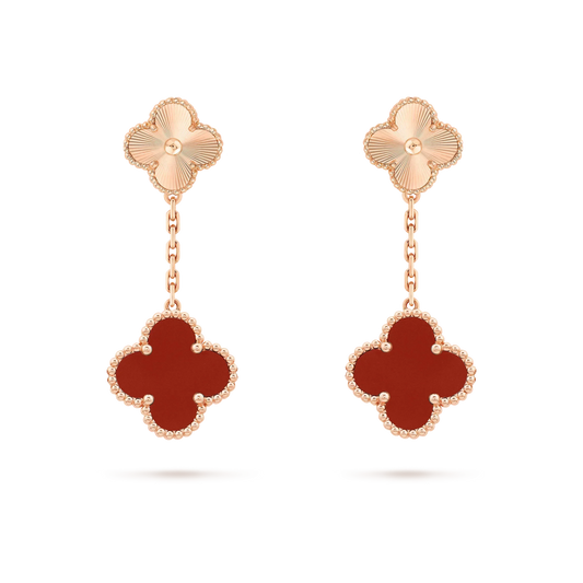 [Lumina]CLOVER 2 MOTIF  LASER CARNELIAN EARRINGS