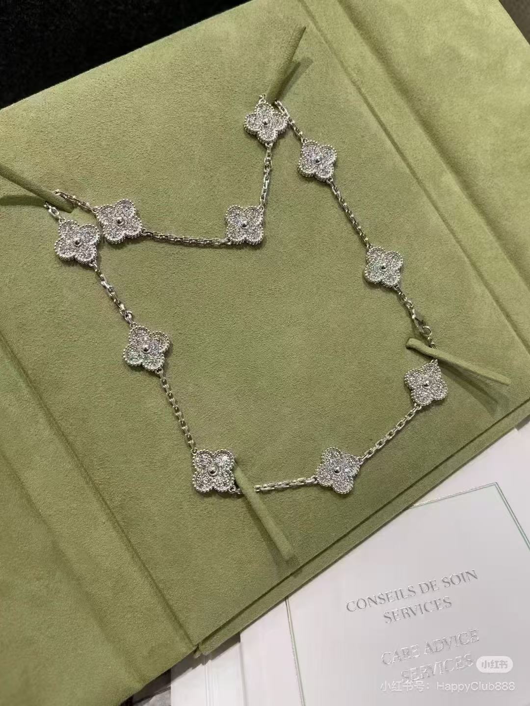 [Lumina Jewelry]CLOVER 10 MOTIFS  FULL DIAMOND NECKLACE