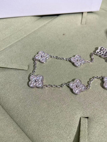 [Lumina Jewelry]CLOVER 10 MOTIFS  FULL DIAMOND NECKLACE