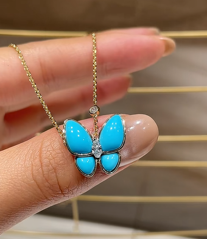 [Lumina]Turquoise Butterfly Gold Necklace