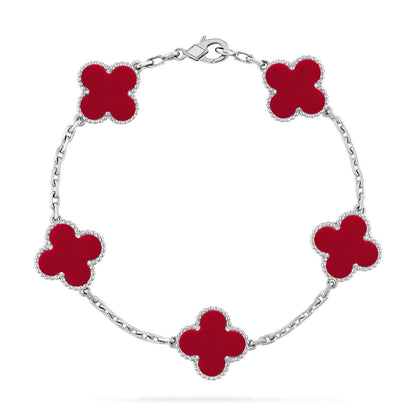 [Lumina] CLOVER 5 MOTIF RED CORNELIAN BRACELET COLLECTION