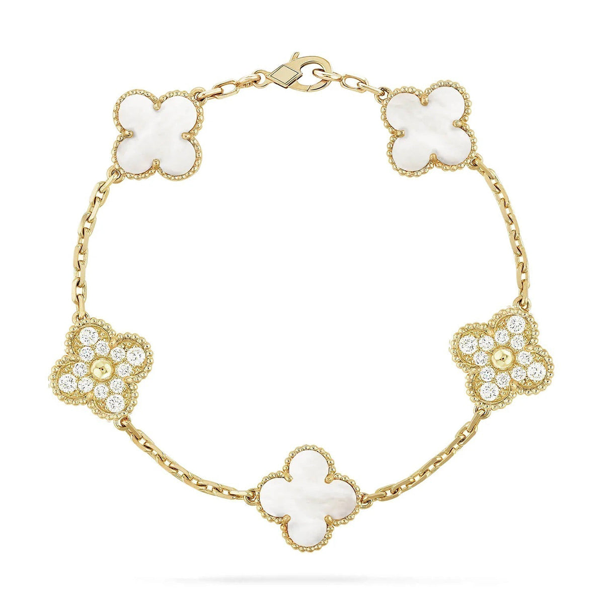 [Lumina]CLOVER WHITE PEARL MOP 5 MOTIF BRACELET COLLECTION