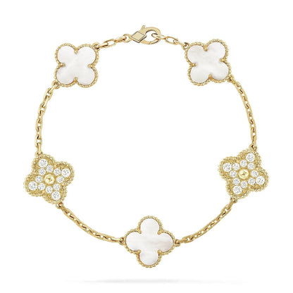 [Lumina]CLOVER WHITE PEARL MOP 5 MOTIF BRACELET COLLECTION