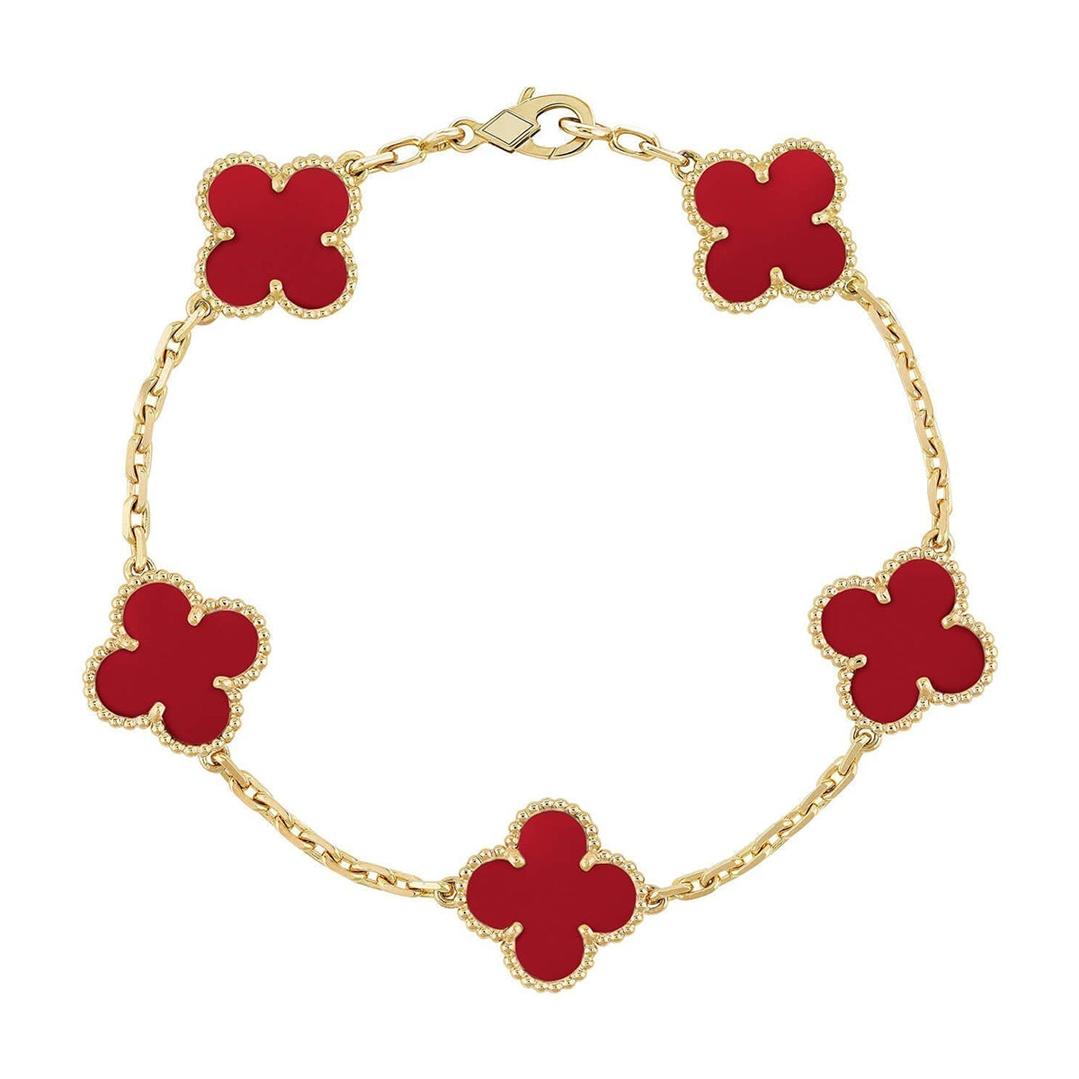 [Lumina] CLOVER 5 MOTIF RED CORNELIAN BRACELET COLLECTION