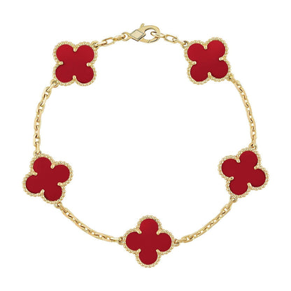 [Lumina] CLOVER 5 MOTIF RED CORNELIAN BRACELET COLLECTION