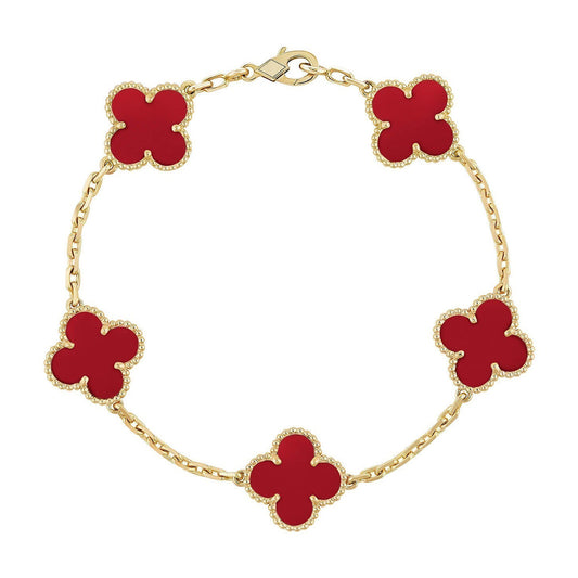 [Lumina] CLOVER 5 MOTIF RED CORNELIAN BRACELET COLLECTION