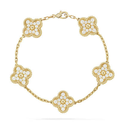 [Lumina] CLOVER 5 MOTIF FULL DIAMOND BRACELET COLLECTION