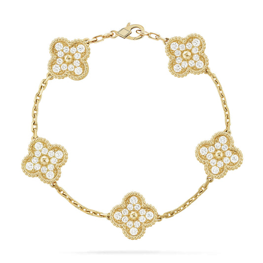 [Lumina] CLOVER 5 MOTIF FULL DIAMOND BRACELET COLLECTION