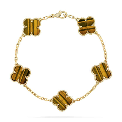[Lumina] CLOVER 5 MOTIFS TIGER EYE BRACELET COLLECTION