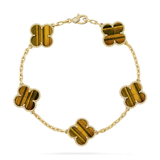 [Lumina] CLOVER 5 MOTIFS TIGER EYE BRACELET COLLECTION