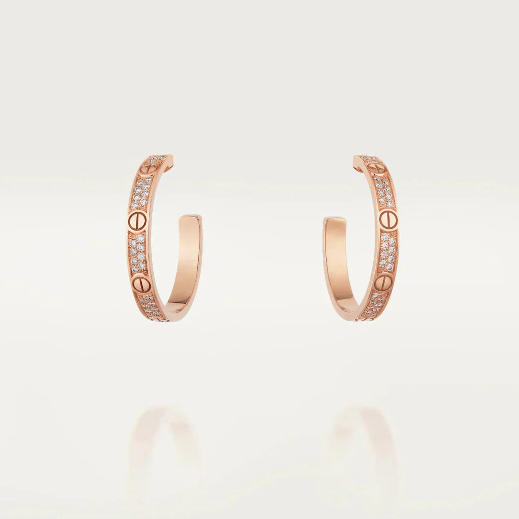[Lumina]LOVE DIAMOND PINK GOLD HOOP EARRINGS