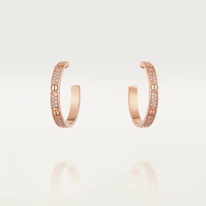 [Lumina]LOVE DIAMOND PINK GOLD HOOP EARRINGS