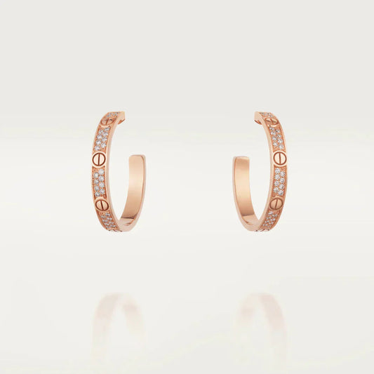 [Lumina]LOVE DIAMOND PINK GOLD HOOP EARRINGS