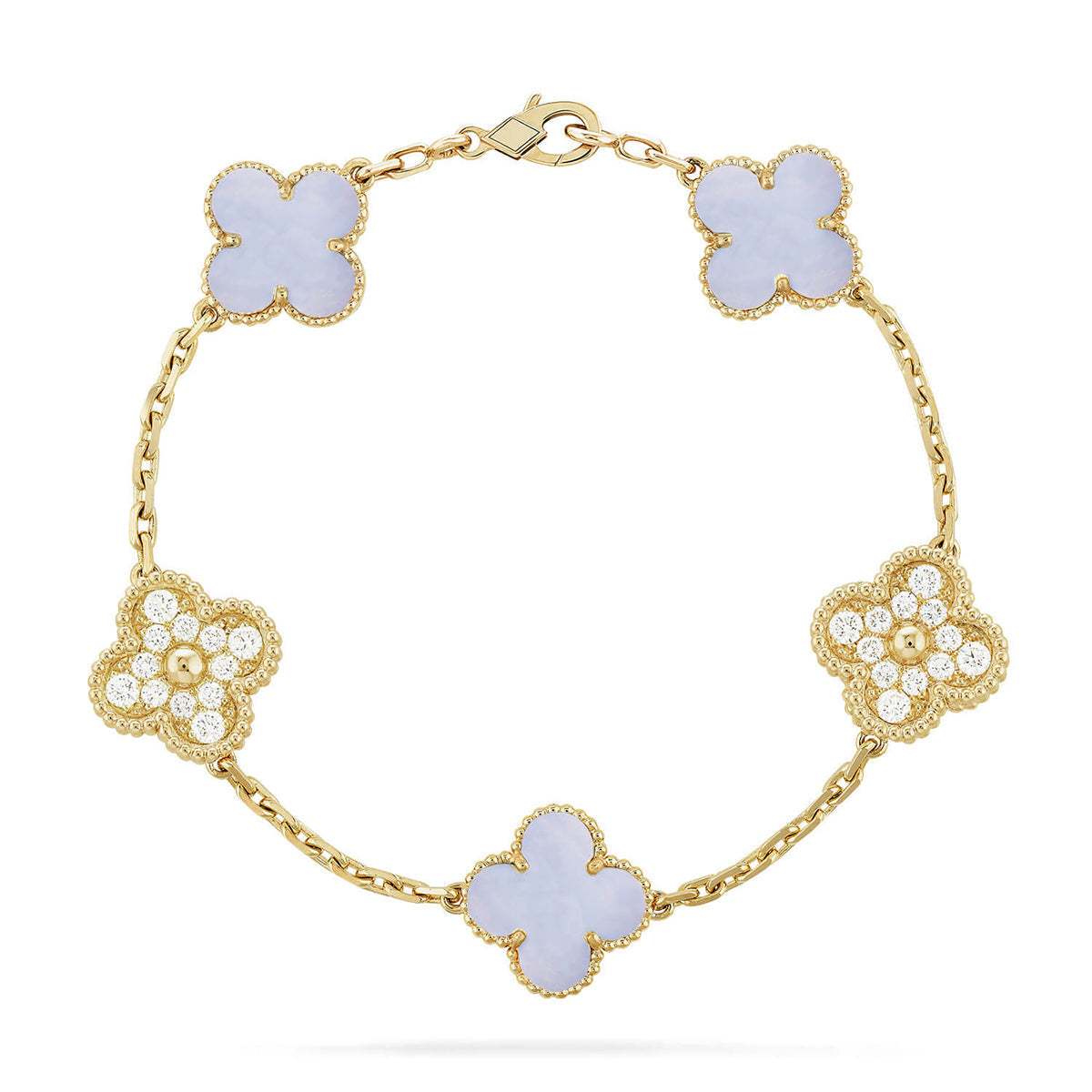 [Lumina] CLOVER 5 MOTIF PURPLE CHALCEDONY BRACELET COLLECTION