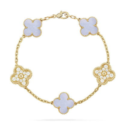 [Lumina] CLOVER 5 MOTIF PURPLE CHALCEDONY BRACELET COLLECTION