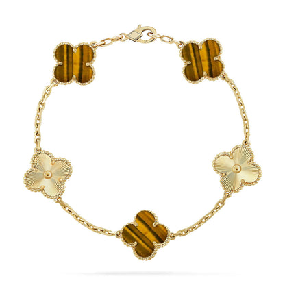 [Lumina] CLOVER 5 MOTIFS TIGER EYE BRACELET COLLECTION