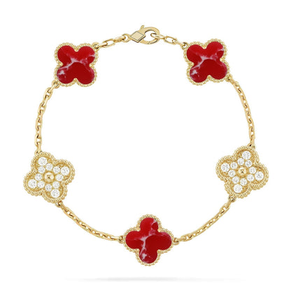 [Lumina]CLOVER 5 MOTIF RED PATTERN BRACELET COLLECTION