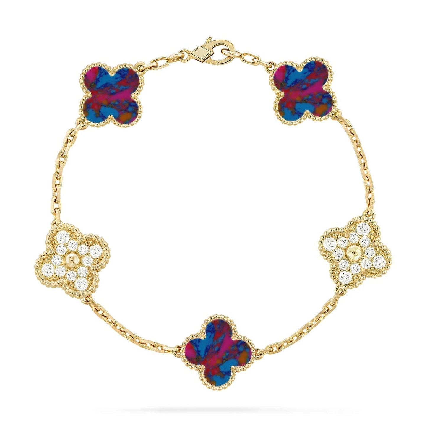 [Lumina]CLOVER 5 MOTIF COLOR GEMSTONES BRACELET COLLECTION