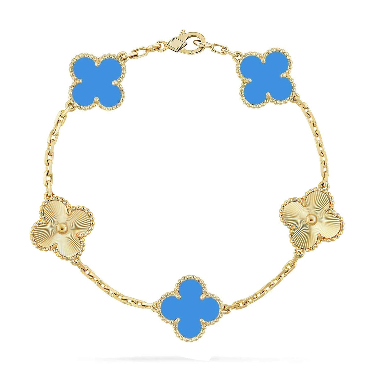 [Lumina] CLOVER 5 MOTIF BLUE AGATE BRACELET COLLECTION