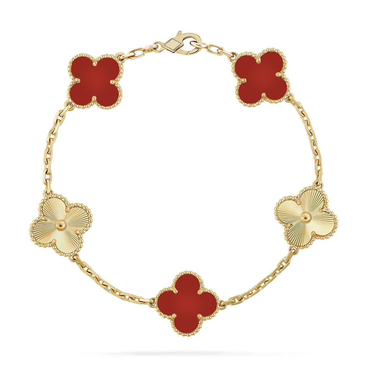 [Lumina] CLOVER 5 MOTIF RED CORNELIAN BRACELET COLLECTION