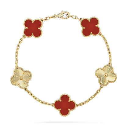 [Lumina] CLOVER 5 MOTIF RED CORNELIAN BRACELET COLLECTION