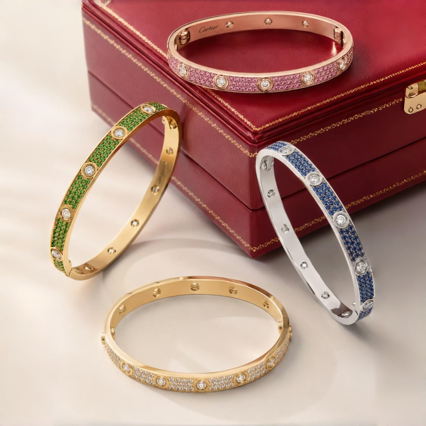 [Lumina]2026 PAVE GEMSTONE LOVE BRACELET 6.1MM 10 DIAMONDS