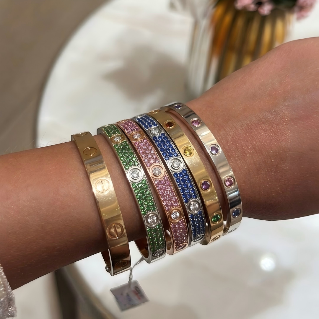 [Lumina]2026 PAVE GEMSTONE LOVE BRACELET 6.1MM 10 DIAMONDS
