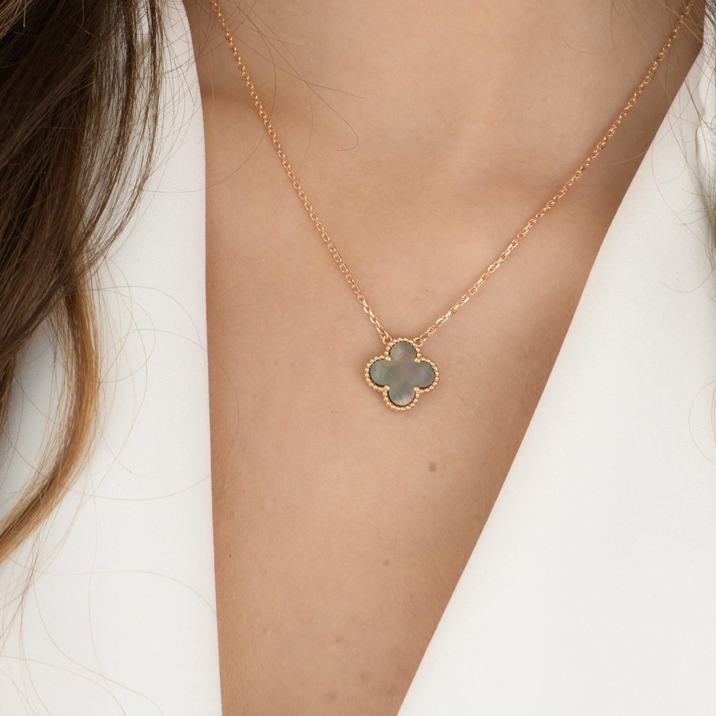 [Lumina]CLOVER 15MM  GRAY MOTHER OF PEARL NECKLACE