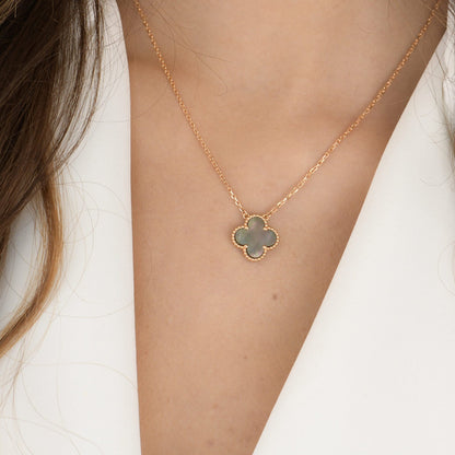 [Lumina]CLOVER 15MM  GRAY MOTHER OF PEARL NECKLACE