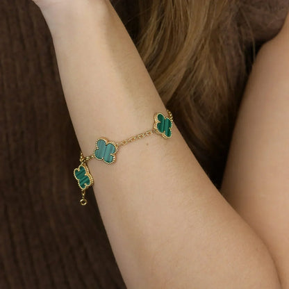 [Lumina] CLOVER 5 MOTIF MALACHITE BRACELET COLLECTION