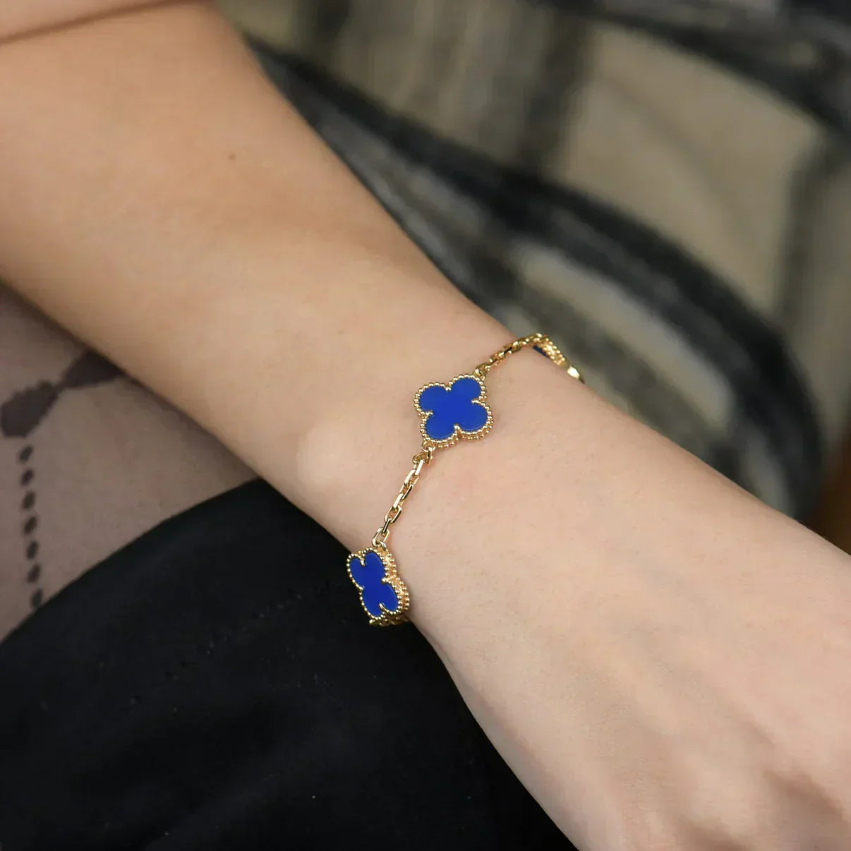 [Lumina] CLOVER 5 MOTIF BLUE AGATE BRACELET COLLECTION