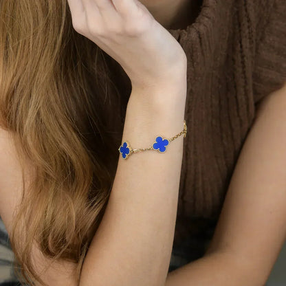 [Lumina] CLOVER 5 MOTIF BLUE AGATE BRACELET COLLECTION