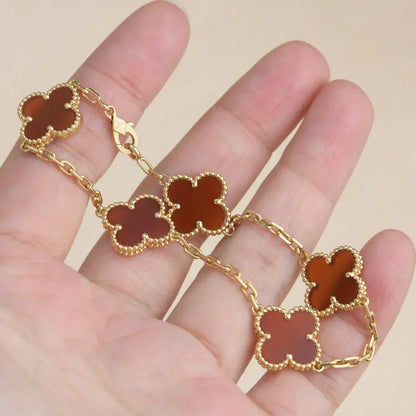 [Lumina] CLOVER 5 MOTIF RED CORNELIAN BRACELET COLLECTION