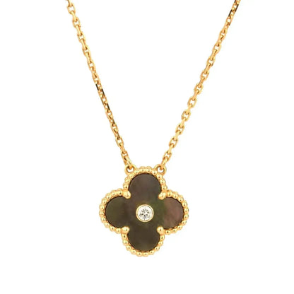 [Lumina]CLOVER 15MM DIAMOND AND MOTHER-OF-GREY NECKLACE