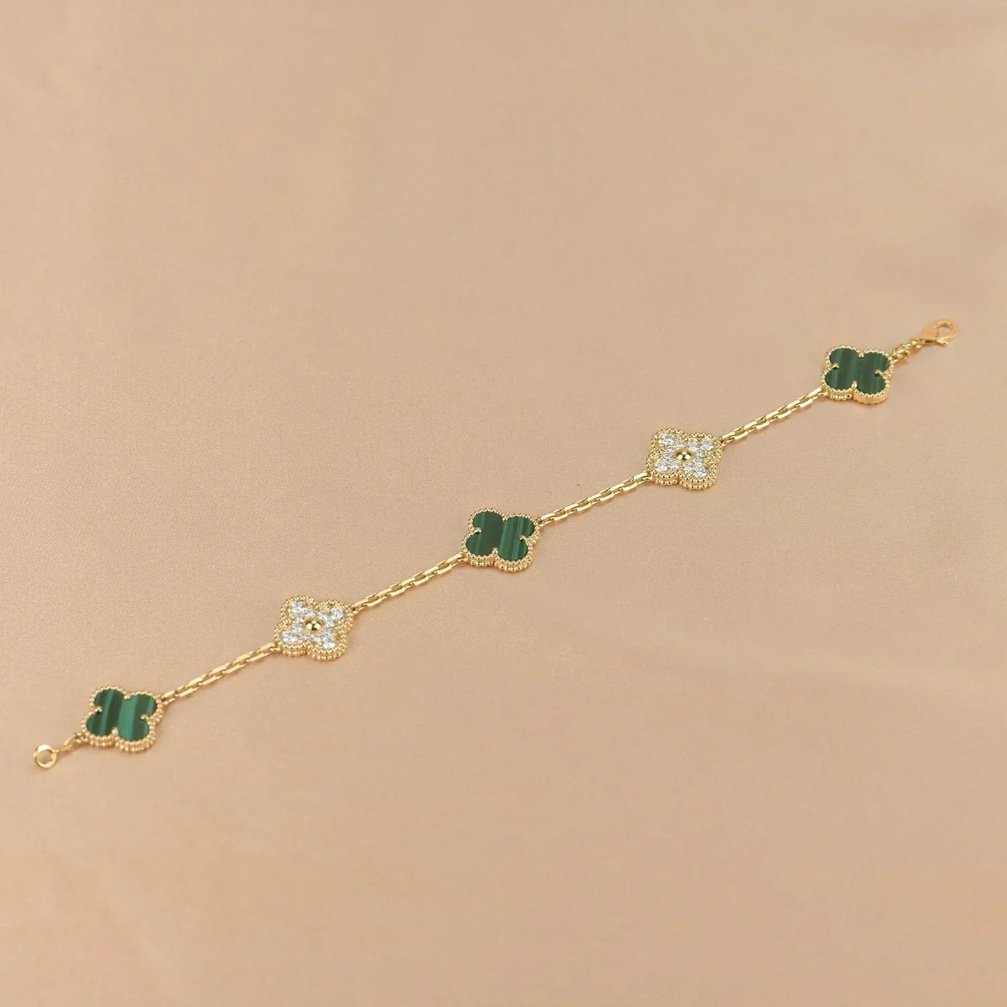 [Lumina] CLOVER 5 MOTIF MALACHITE BRACELET COLLECTION