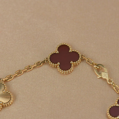 [Lumina] CLOVER 5 MOTIF RED CORNELIAN BRACELET COLLECTION