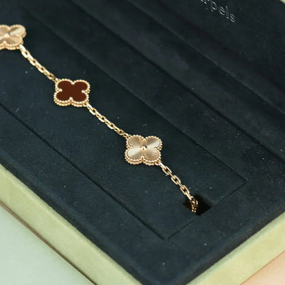 [Lumina] CLOVER 5 MOTIF RED CORNELIAN BRACELET COLLECTION