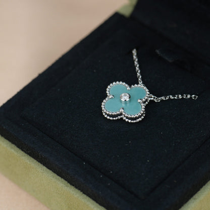 [Lumina]CLOVER 15MM DIAMOND SVRES PORCELAIN  NECKLACE SILVER